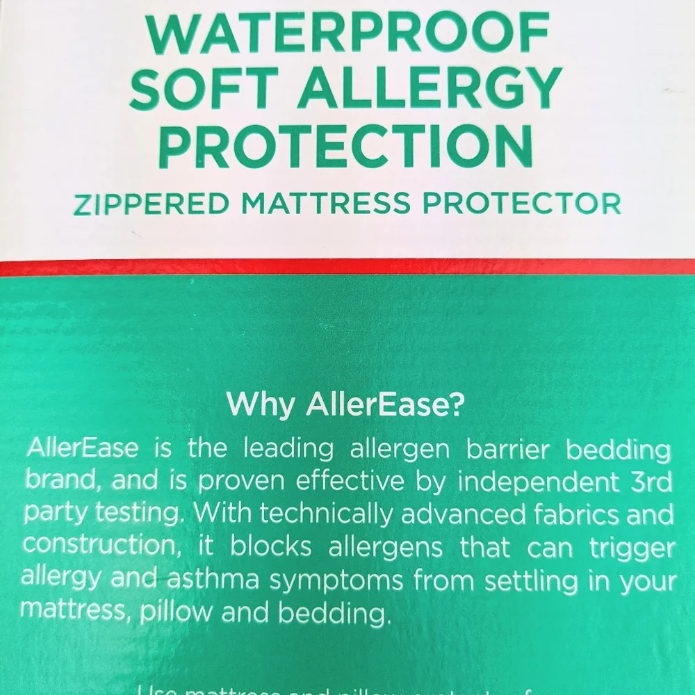 AllerEase Waterproof and Allergy Zippered Soft Mattress Protector Twin Size NWT